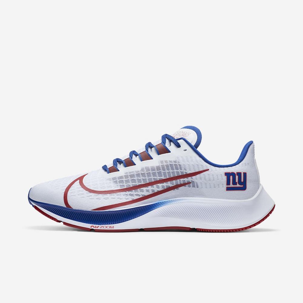 Chaussure De Running Nike Air Zoom Pegasus 37 (New York Giants) Blanche 4086-591 White/Pure Platinum/Rush Blue/Gym Red Homme | TKS-81391555